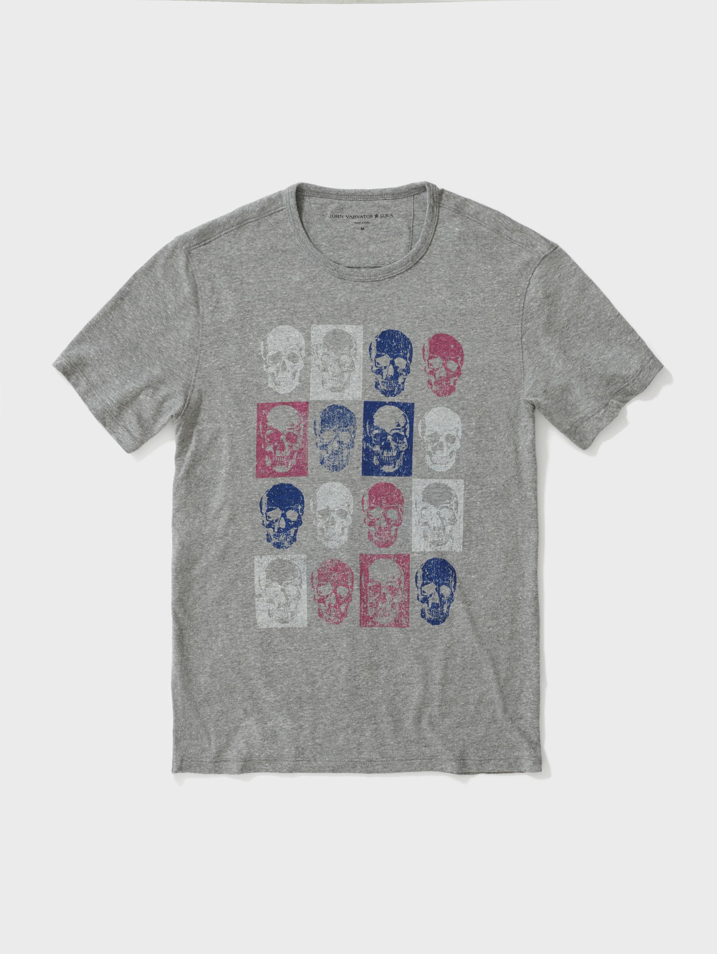 John Varvatos Star USA Men's Black Skull Boxes Graphic Print Crew-Neck T-Shirt 